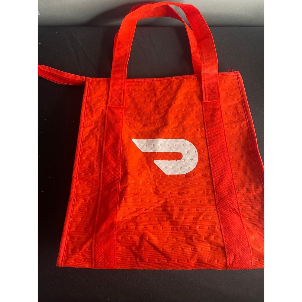 DoorDash Red Insulated Thermal Food Delivery Bag Zippered Tote Logo 14x13